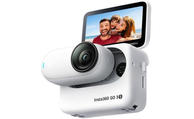 Insta360 GO 3S Standard Edition - 128 GB White 4K Tiny Portable Vlogging Camera, Hands-Free POVs, Mount Anywhere, Stabilization, 140 Min Battery Life, 10m Waterproof, Apple Find My, Pet POV - White